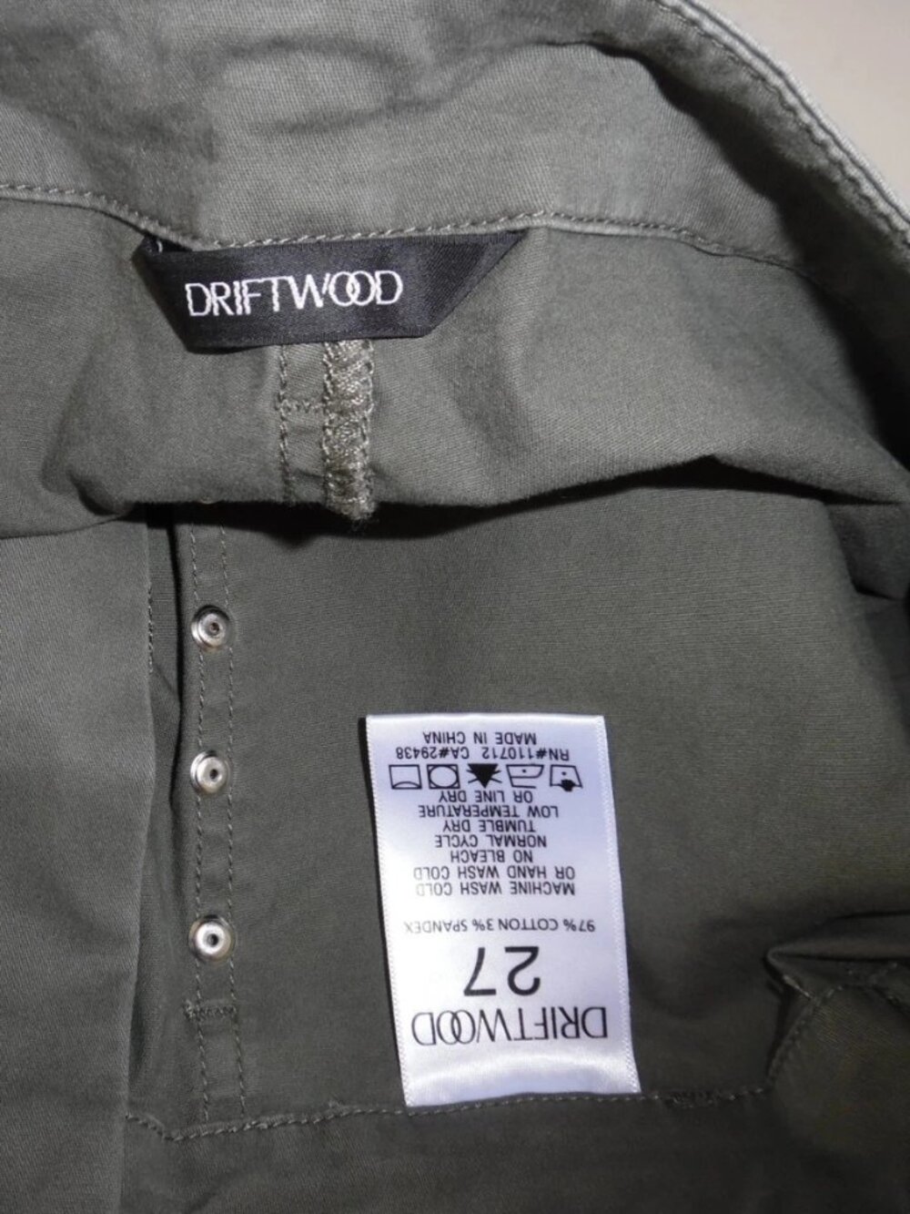 New Driftwood Boyfriend Trouser Pants Studded Crop Utility Pocket Army Green 27 - Picture 5 of 8